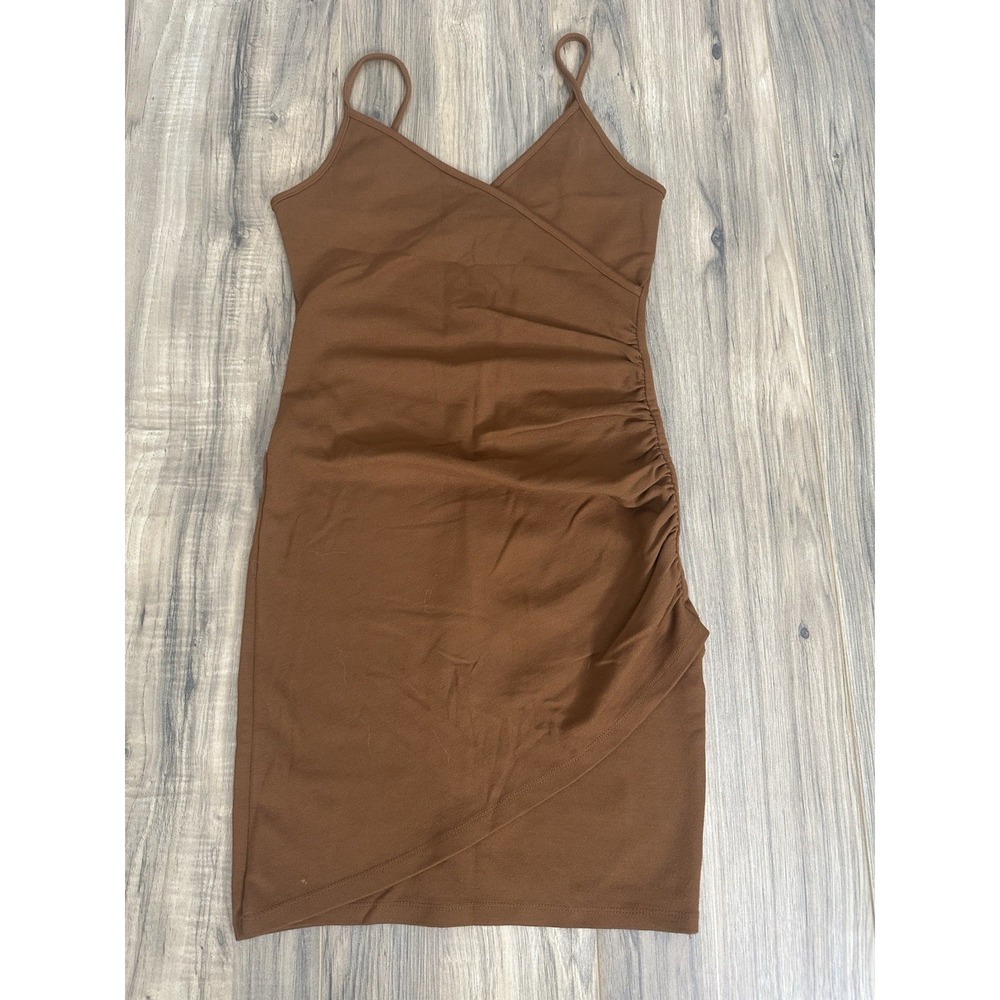 Forever 21 Women's Bodycon Mini Dress Small Spaghetti Strap Brown‎